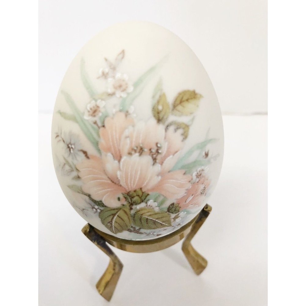 Collectible Egg Ceramic‎ Stone Porcelain Hummingbird Nectar 3" X 2" Floral